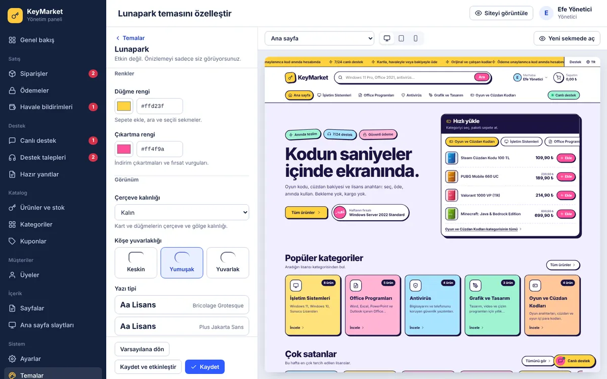 Tema özelleştirici