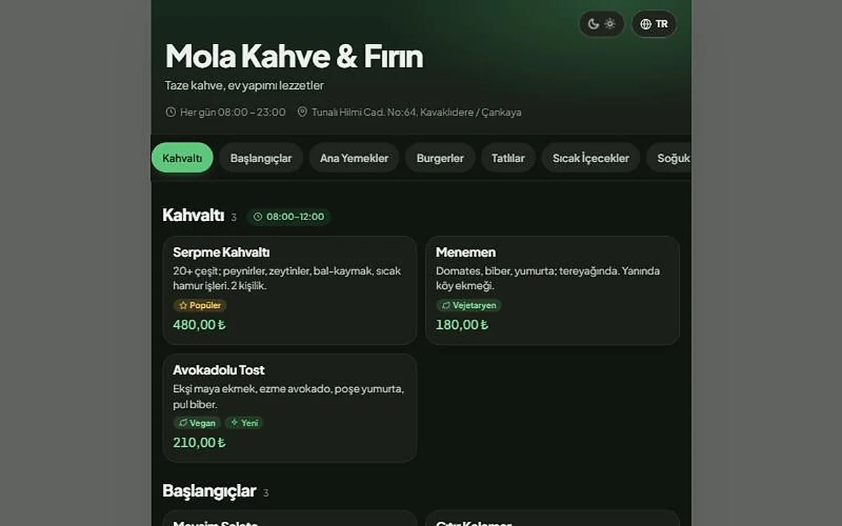 MenüPro mağaza ana sayfası
