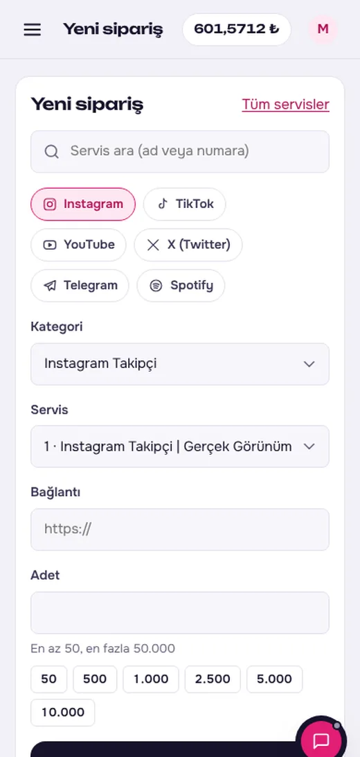 Yeni sipariş